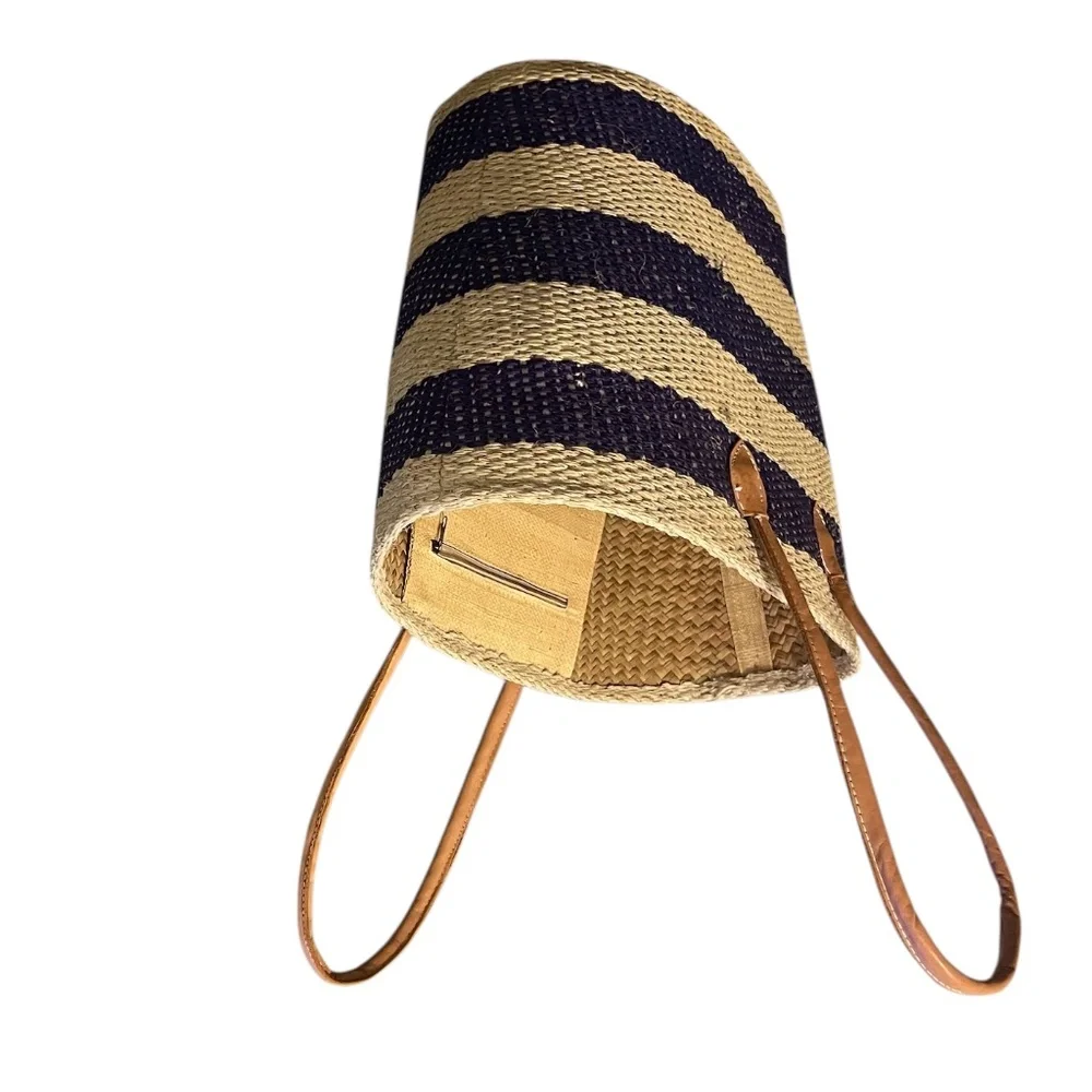 NWOT Straw Studios Large Striped Straw Women's Tote Bag.